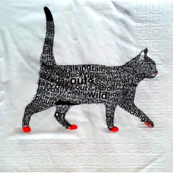 Servítka - Mačka - čierno-biela